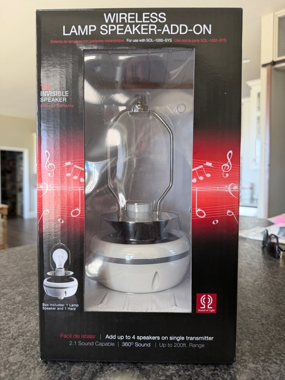 NEW! Wireless Lamp Speaker Add-On The Invisible Wireless Audio 360 Degree Sound